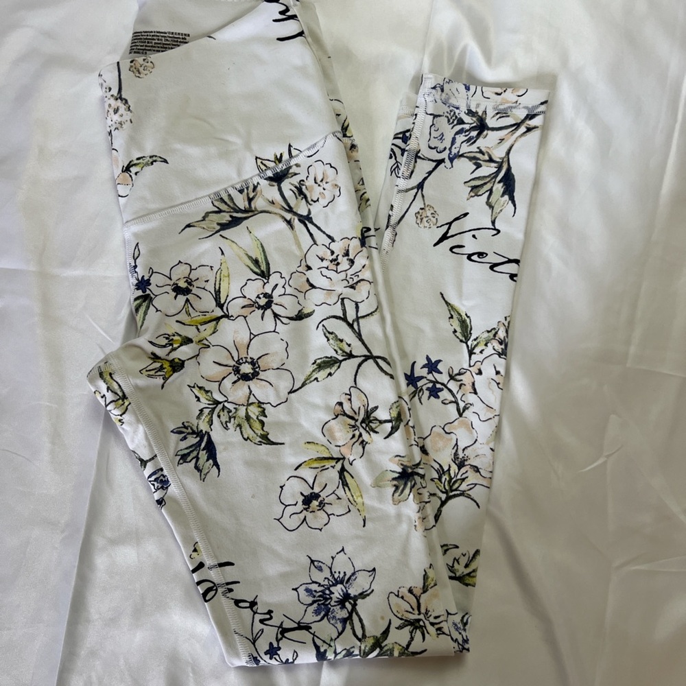 Victoria's Secret Floral Leggings - White and Blue
